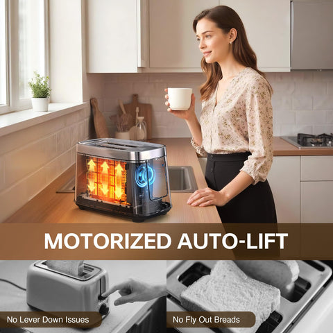 Mecity auto-lift feature with bread mid-lift for effortless toasting