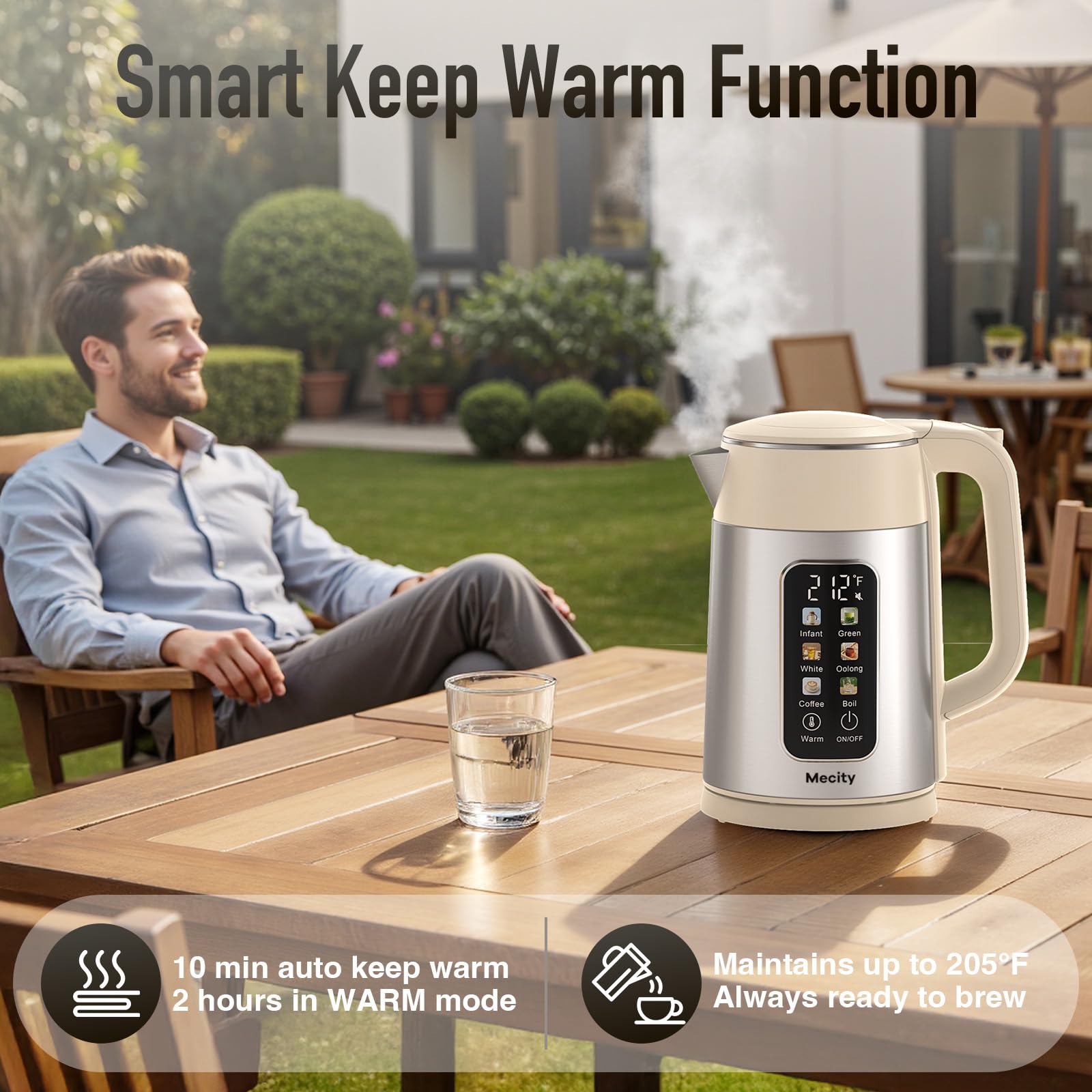 Mecity 1.7L capacity ideal for families and entertaining with fewer refills.