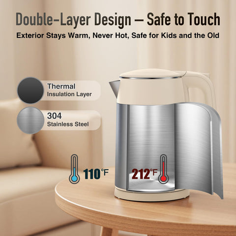 Mecity 1500W fast-boil kettle ready in minutes for busy mornings.
