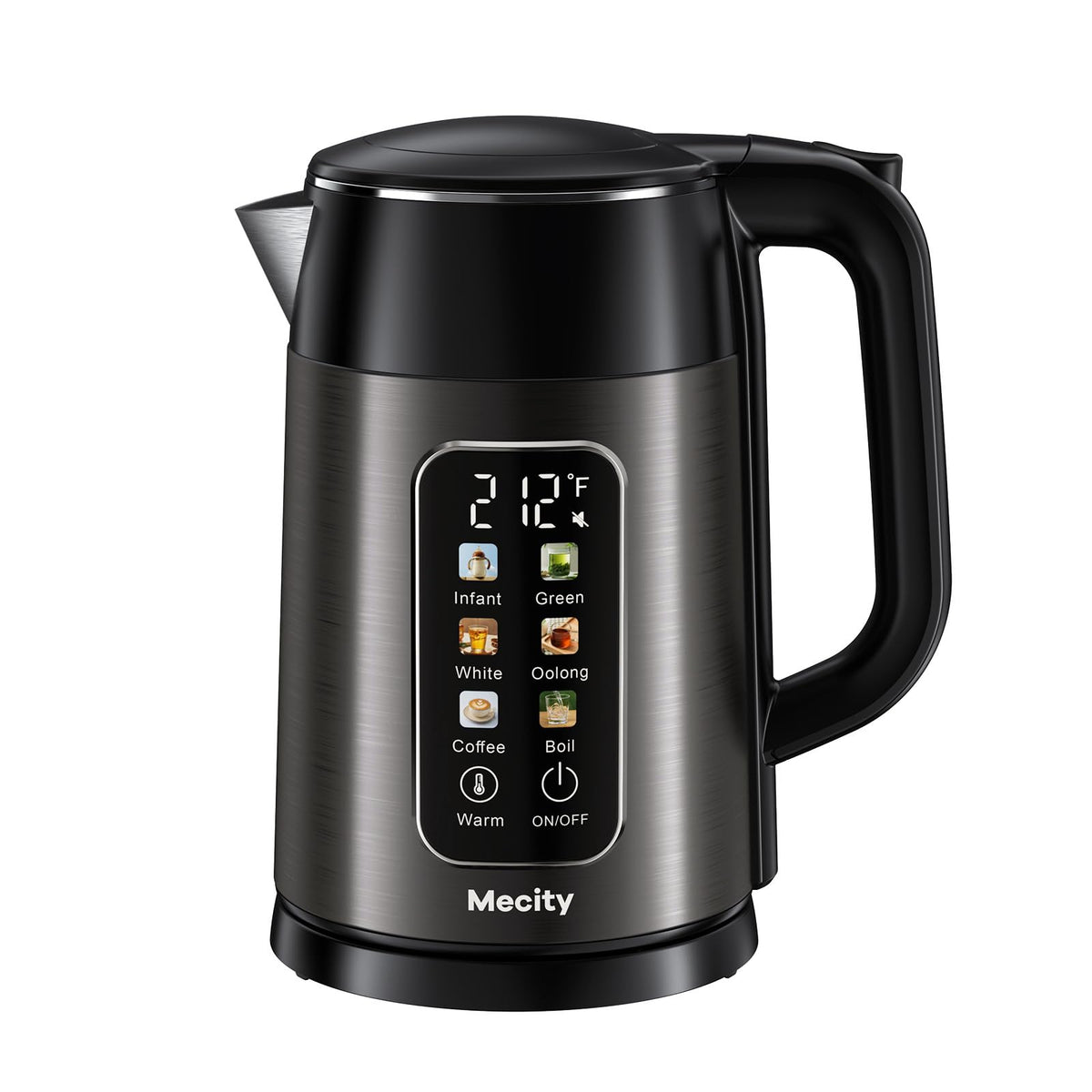 Mecity electric kettle with a clear-touch screen for precise presets