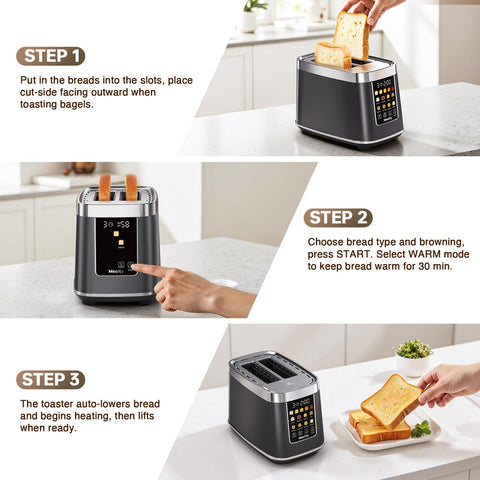 Mecity keep-warm function preserves toast up to 30 minutes