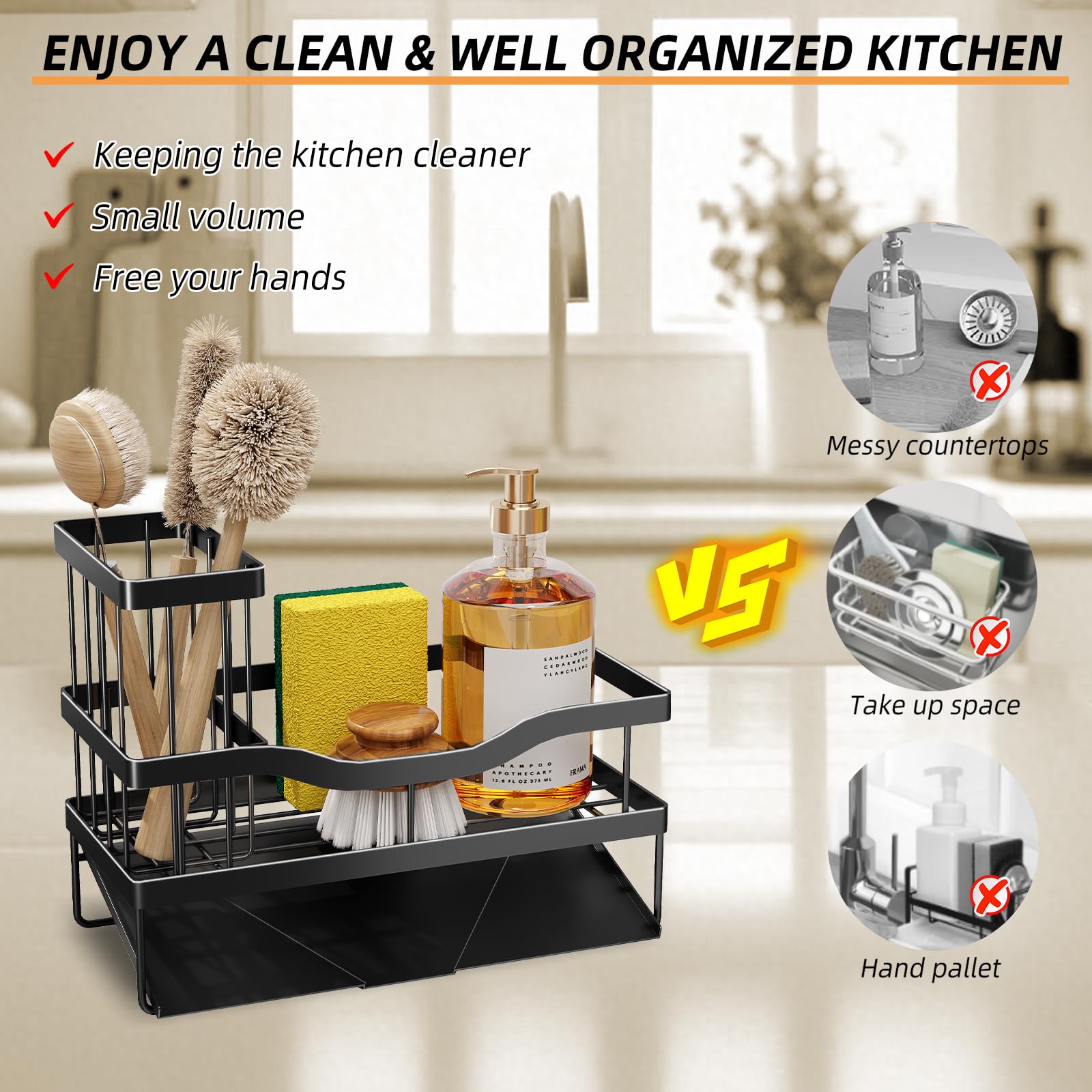 Mecyfaty self-drain tray channels water into the sink for a cleaner counter.