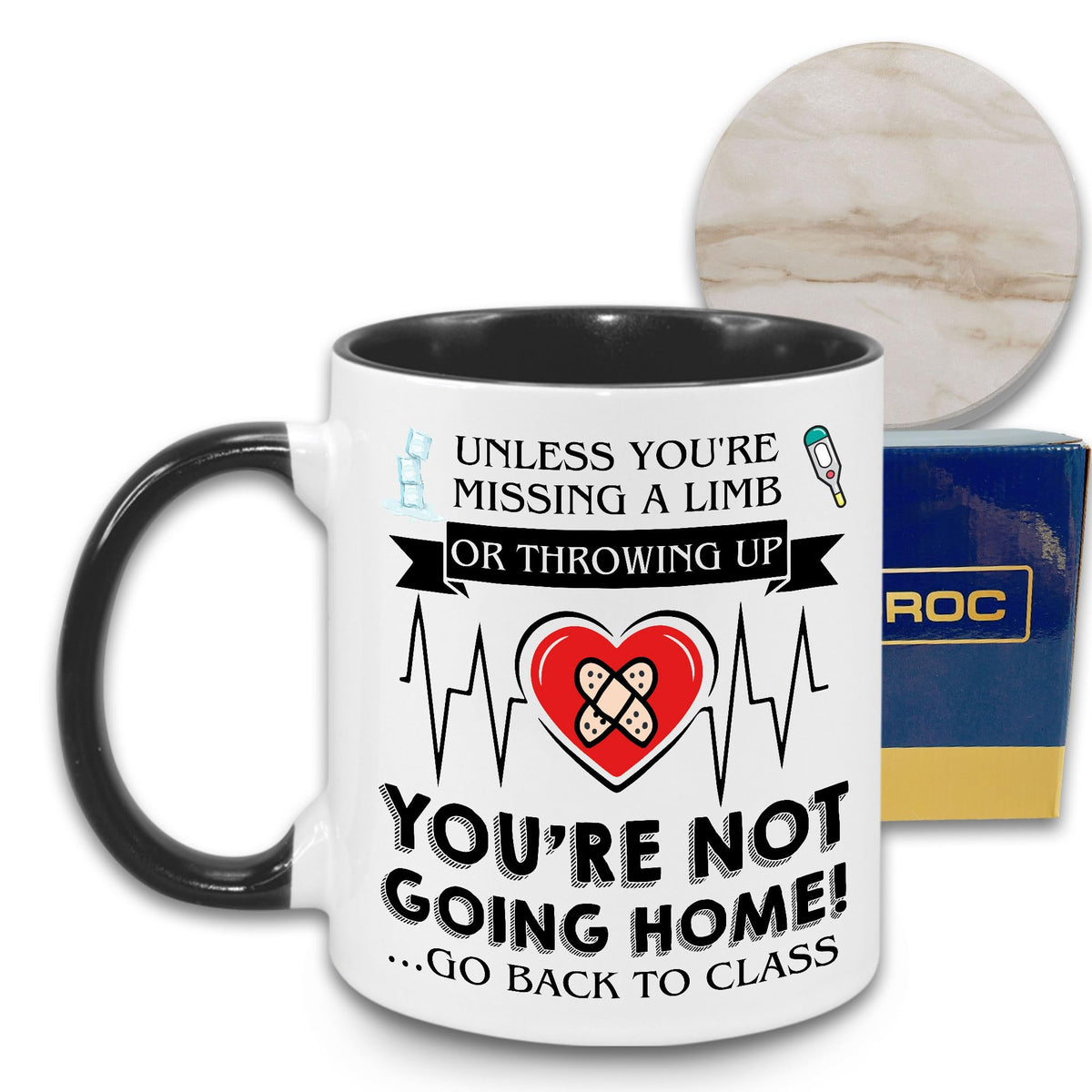 MEDROC school nurse mug 11oz on desk boosts morale during busy school days.
