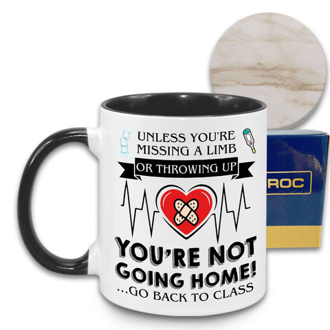 MEDROC school nurse mug 11oz on desk boosts morale during busy school days.