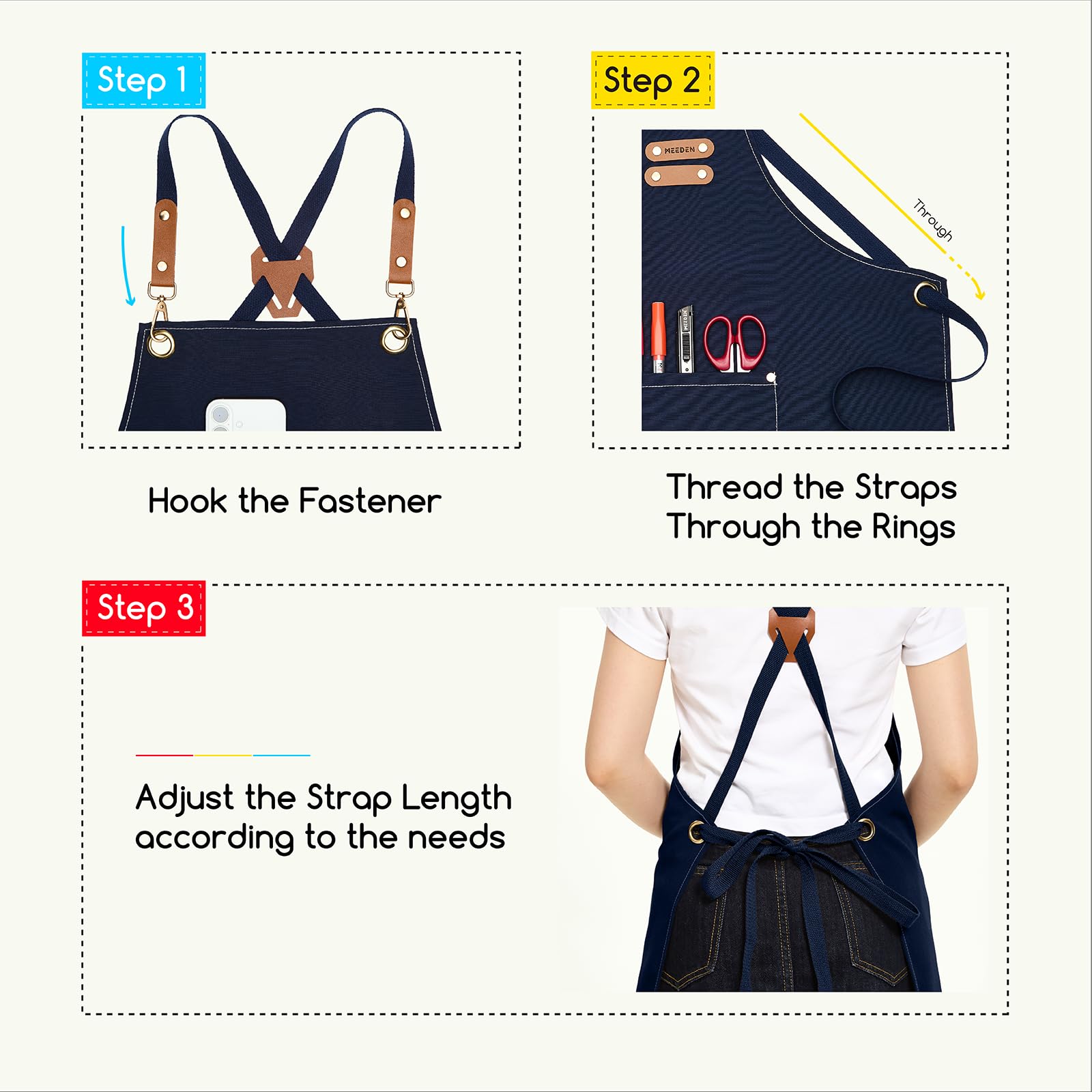 MEEDEN navy painting apron provides practical protection in daily activities