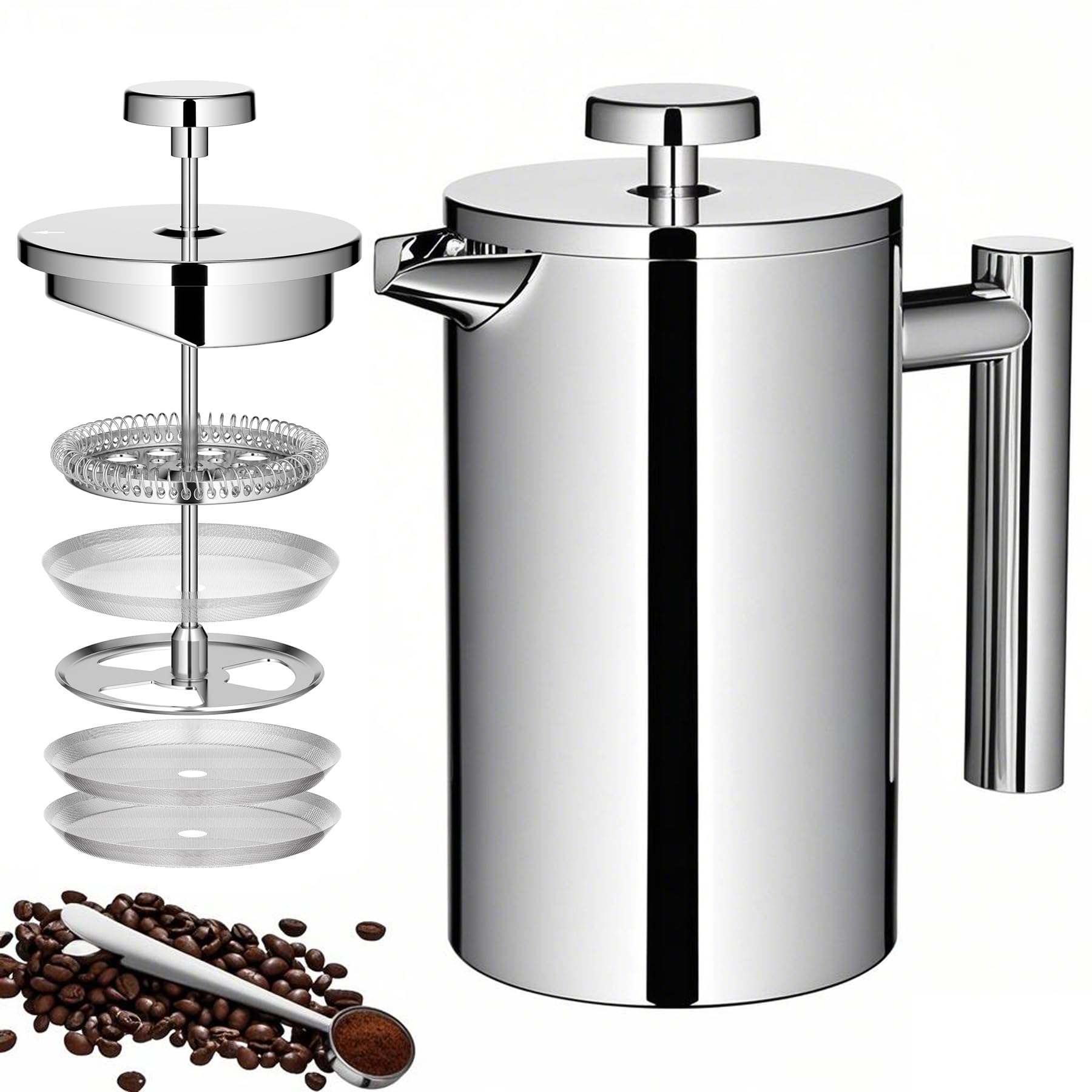 Meelio 600ml French press front view for home or travel brewing