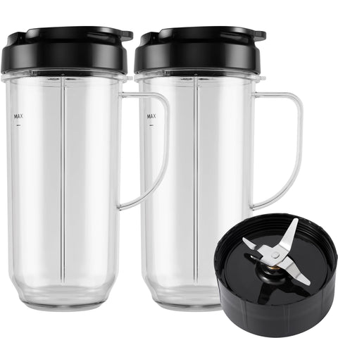 MEET JUICE Magic Bullet cups 22oz tall with handle offer ergonomic grip for on-the-go blends