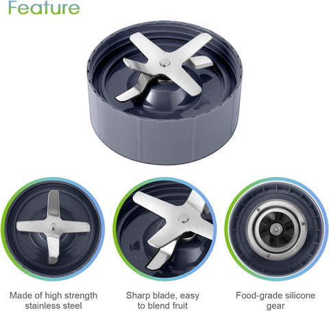 MEET JUICE NutriBullet extractor blade with gray gasket installed for secure fit