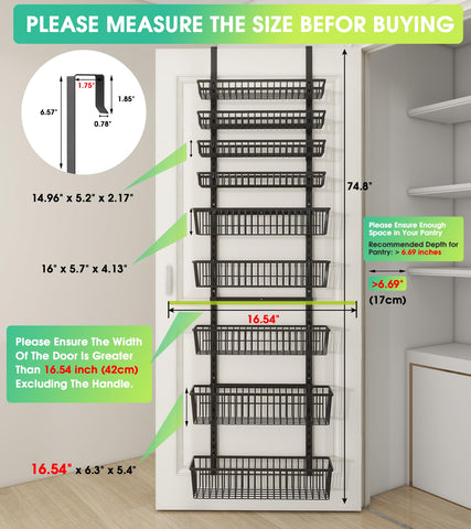 Mefirt black metal spice rack over the door keeps spices organized and accessible.