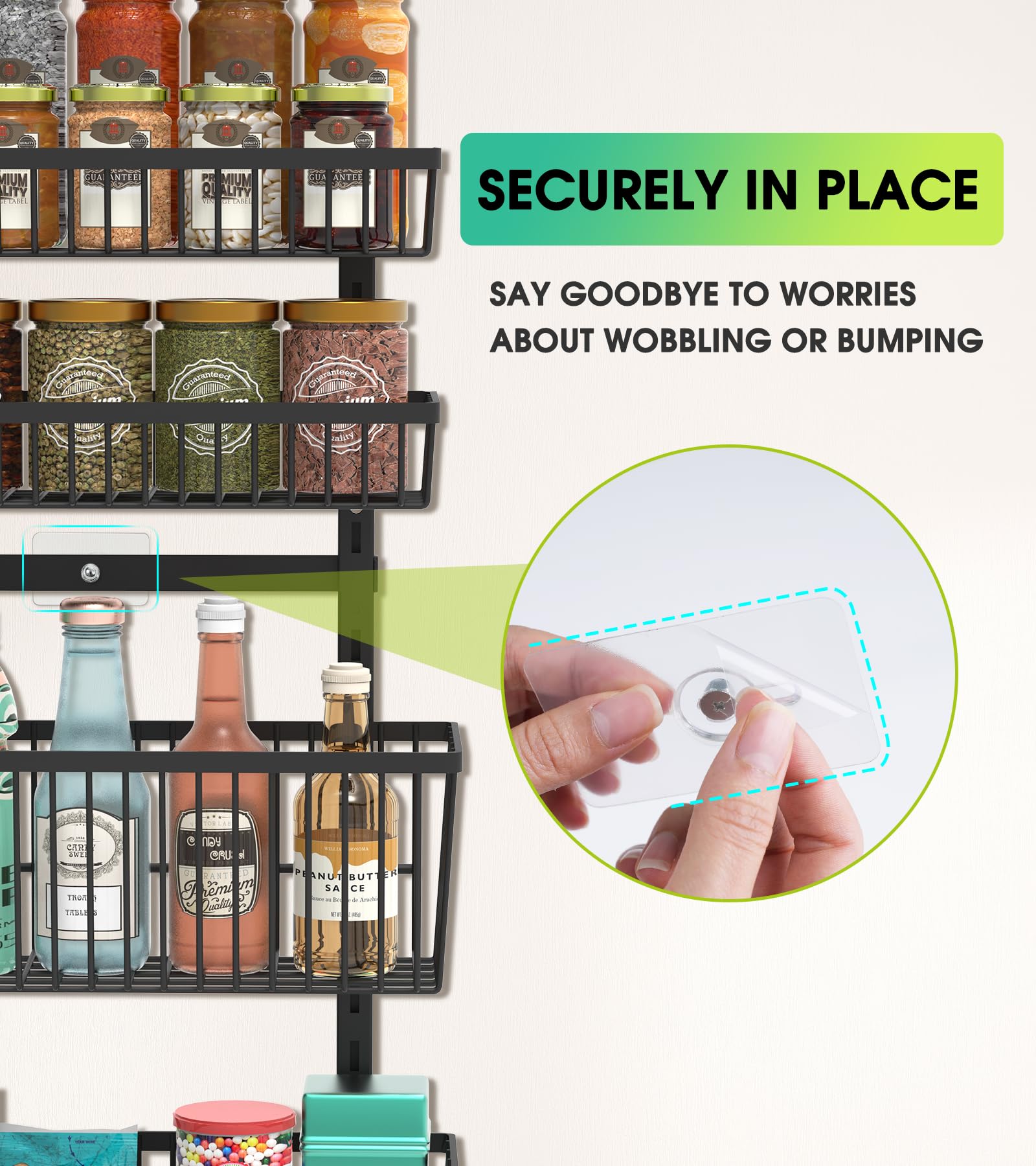 Mefirt full basket design prevents items from sliding off shelves.