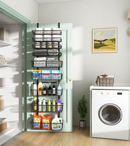 Mefirt tall 74.8-inch unit fits tall pantries and closets.