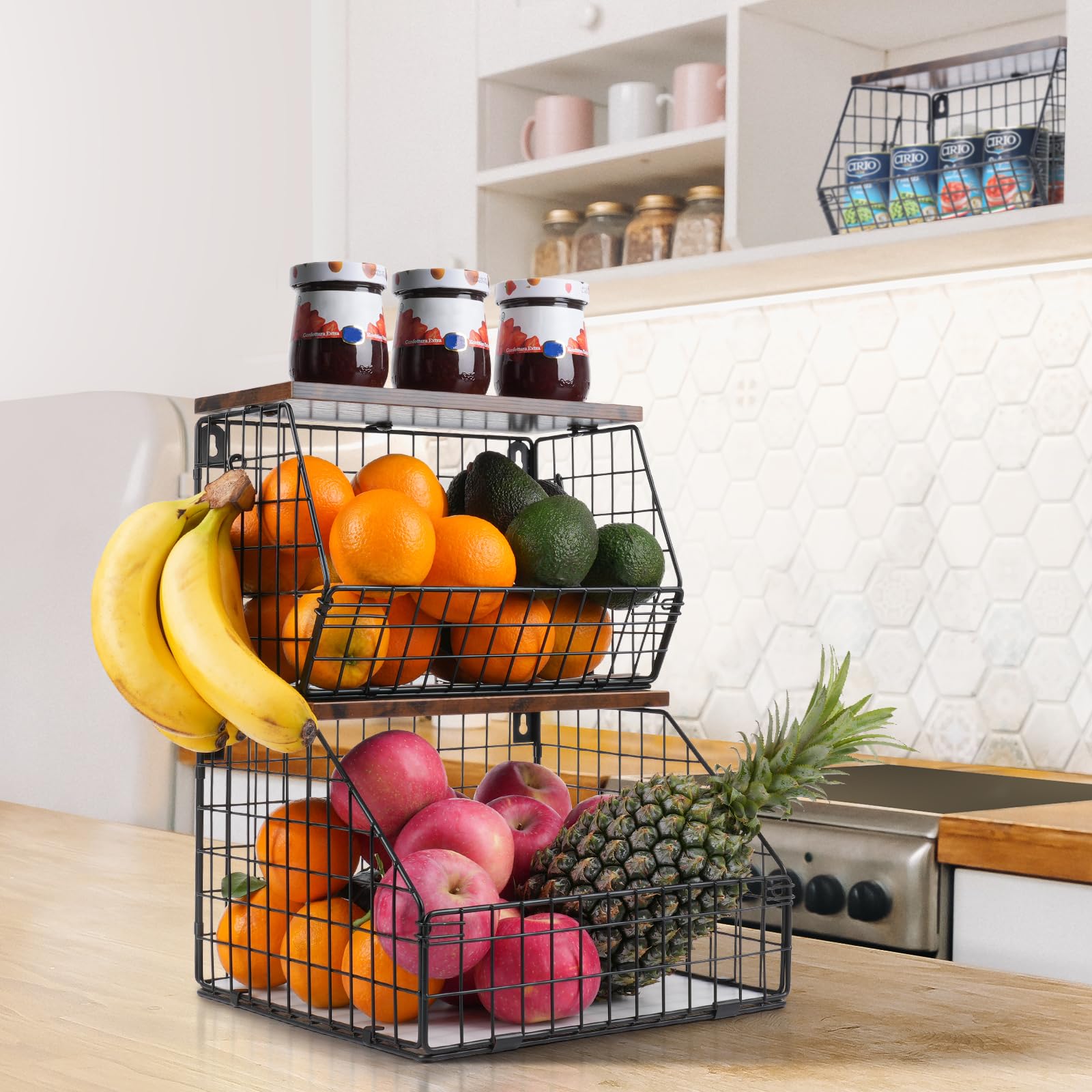 Mefirt foldable wire baskets with wood lid maximize versatility.
