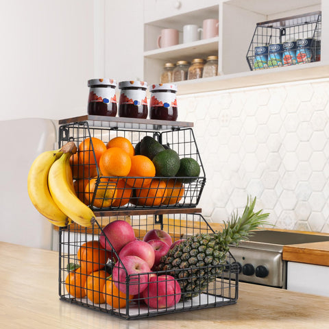 Mefirt foldable wire baskets with wood lid maximize versatility.