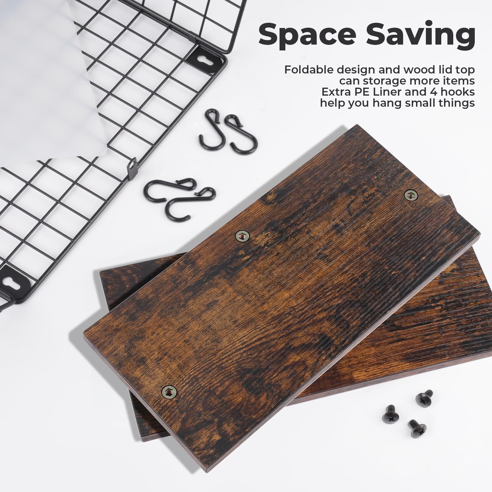 Mefirt wood lid top adds extra storage for small items on the unit.