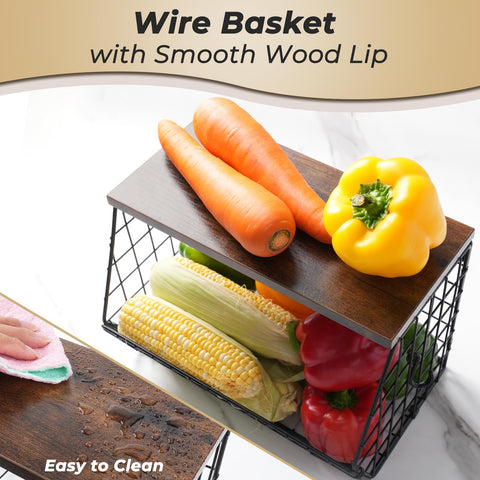 Fruit, vegetables, and snacks stored neatly in the Mefirt storage basket.
