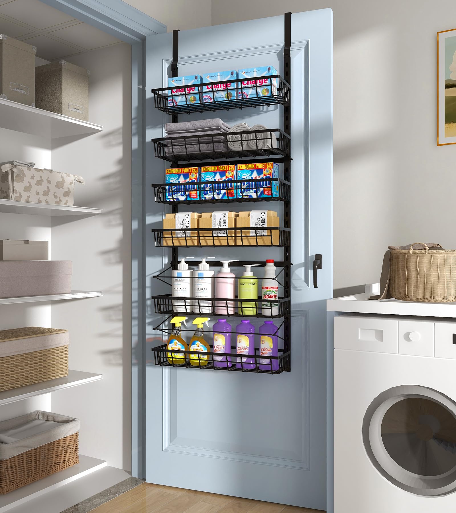 Mefirt multi-room organizer great for kitchen, pantry, bathroom, or closet.