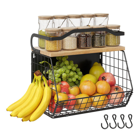 Mefirt magnetic shelf on fridge with wood lid showing space-saving storage