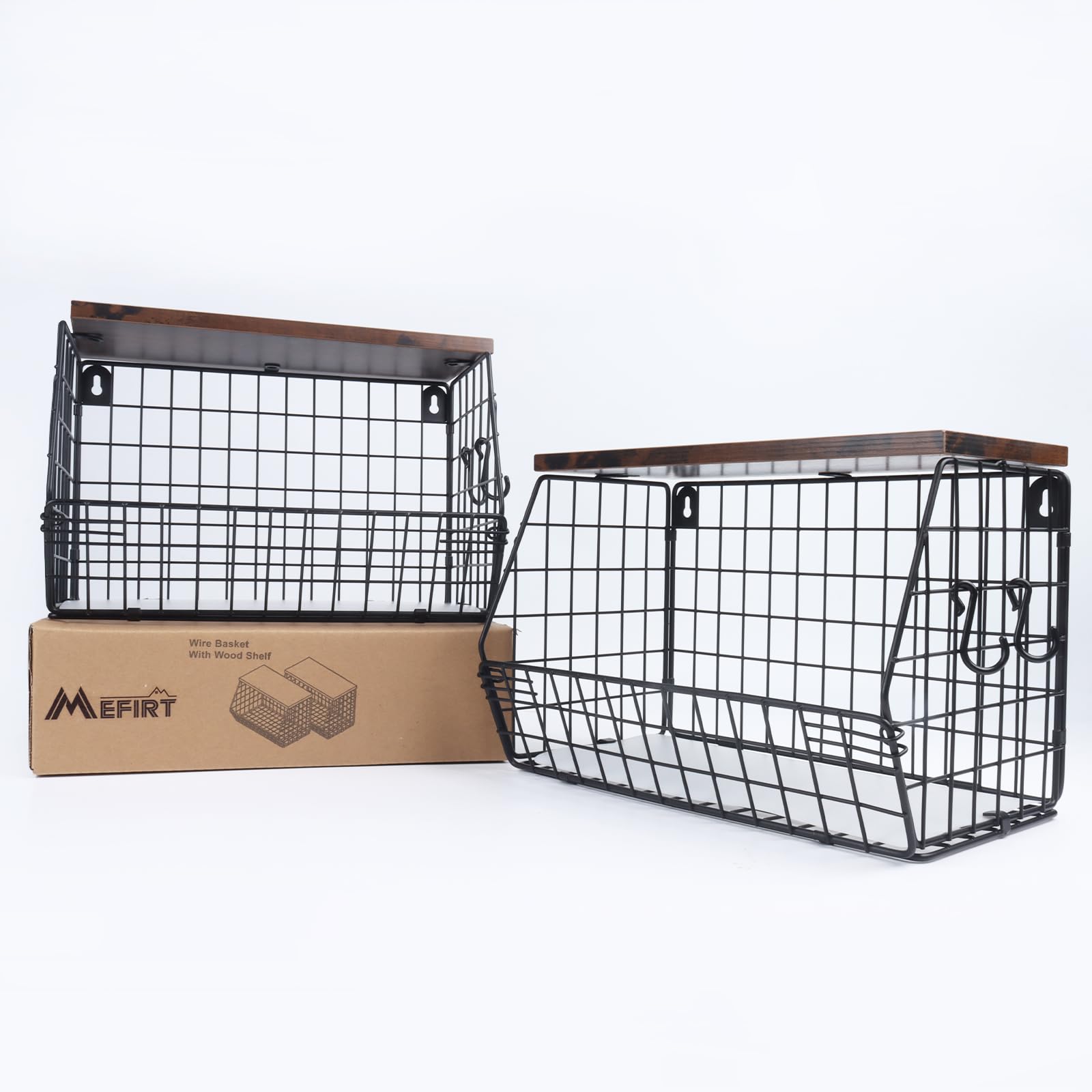 Two-piece storage set ready to stack or hang for flexible use.