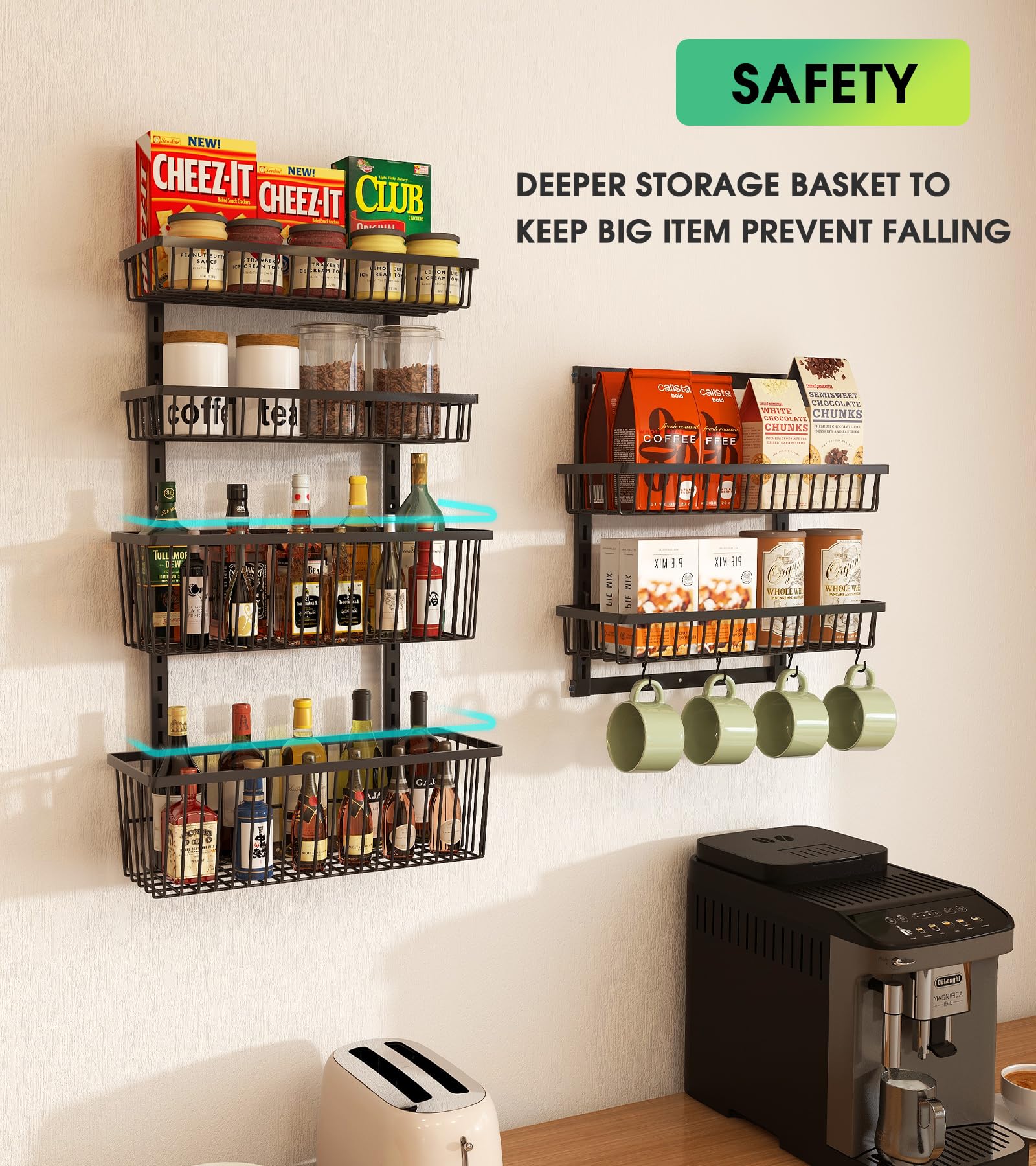 Mefirt 9-tier storage with adjustable baskets adapts to jars, towels, and more.