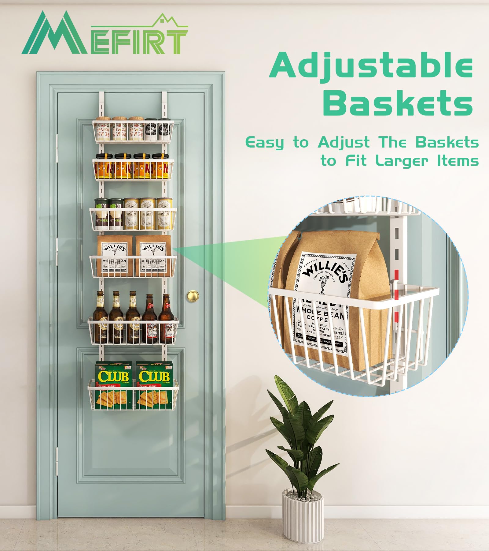 Mefirt wall or door mount setup demonstrated for secure installation.