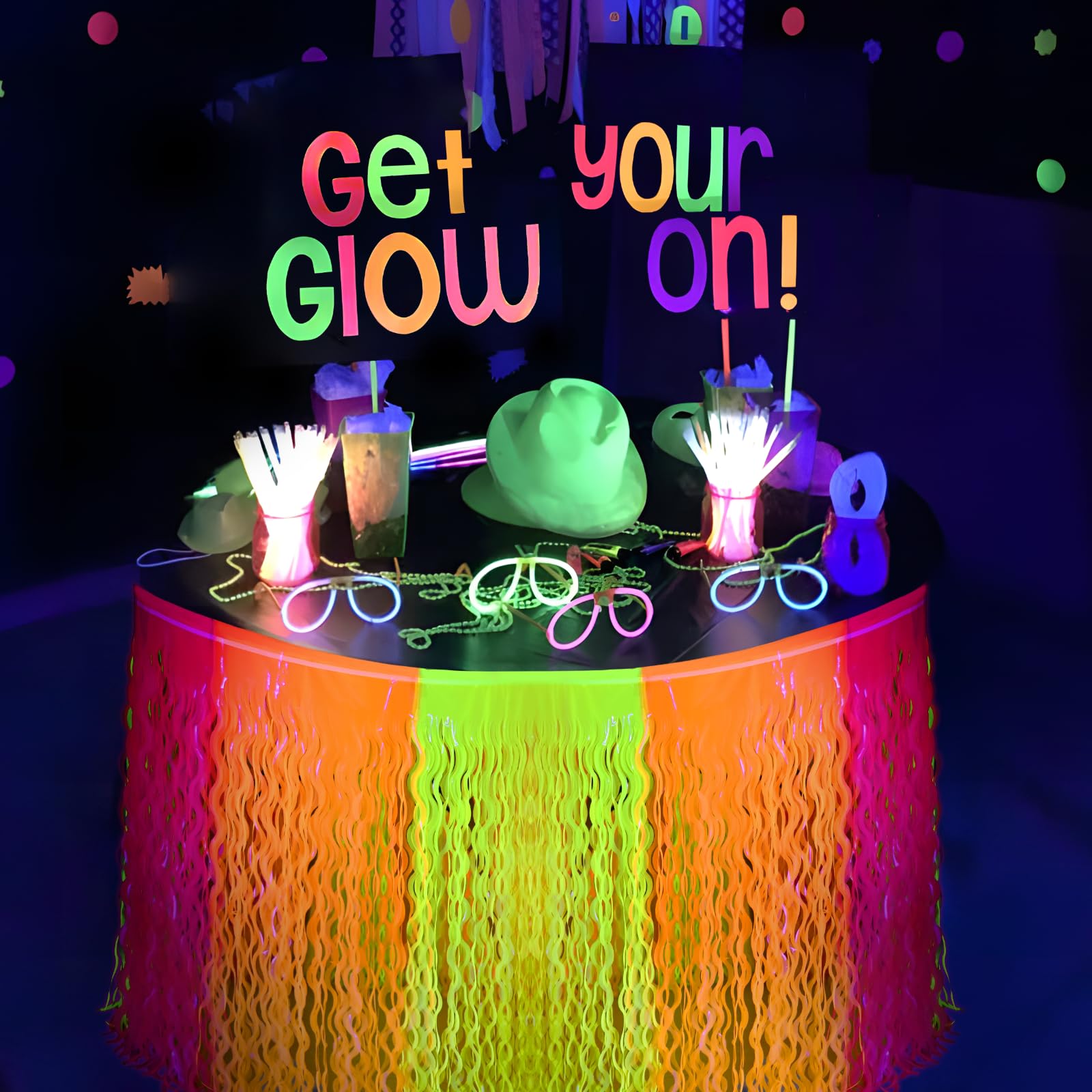 Mega-L Round-table setup glows with vibrant fringe accents.