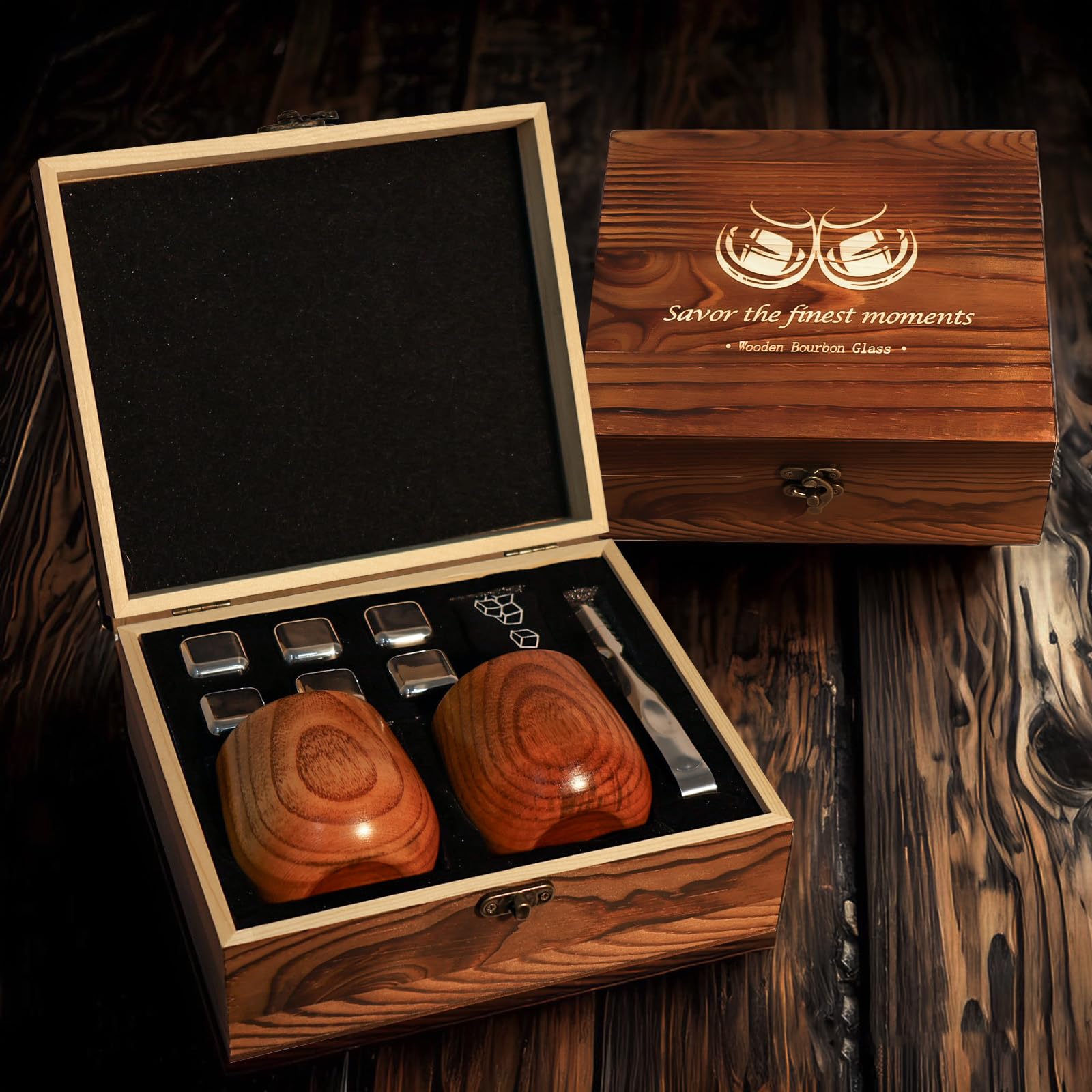 Megapuxin durable wooden bourbon glass shatterproof for everyday use.