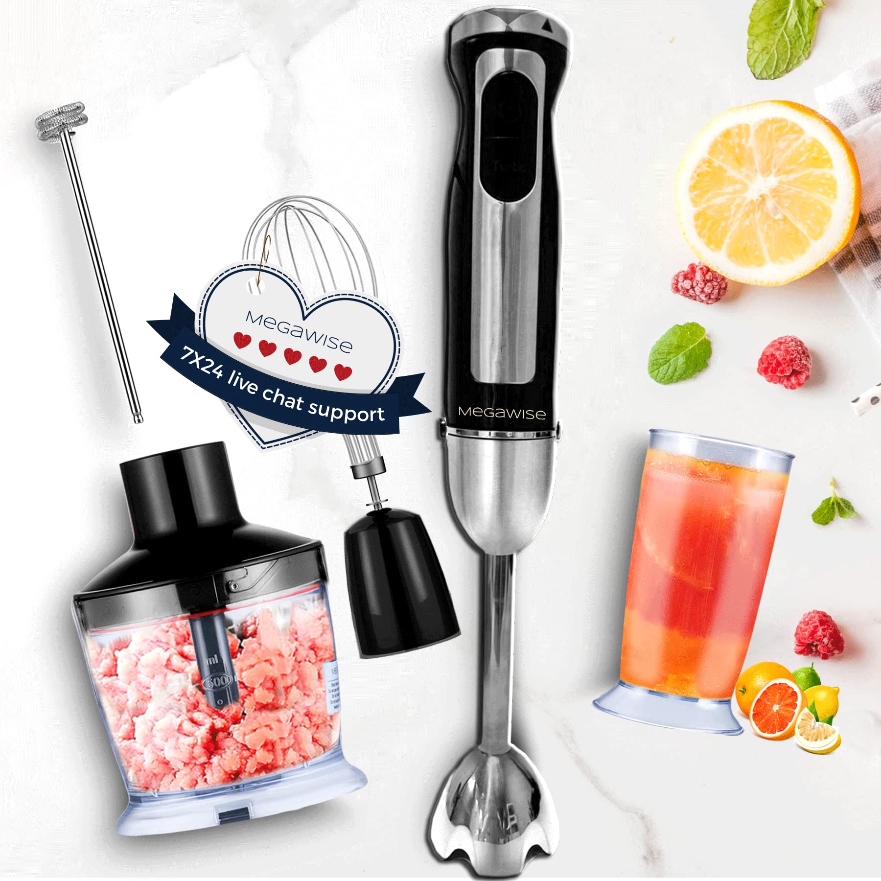 MEGAWISE 800W motor immersion blender delivering powerful performance