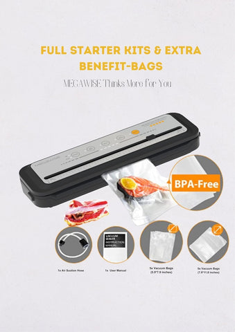 MEGAWISE includes ten BPA-free bags ready to use for quick sealing.