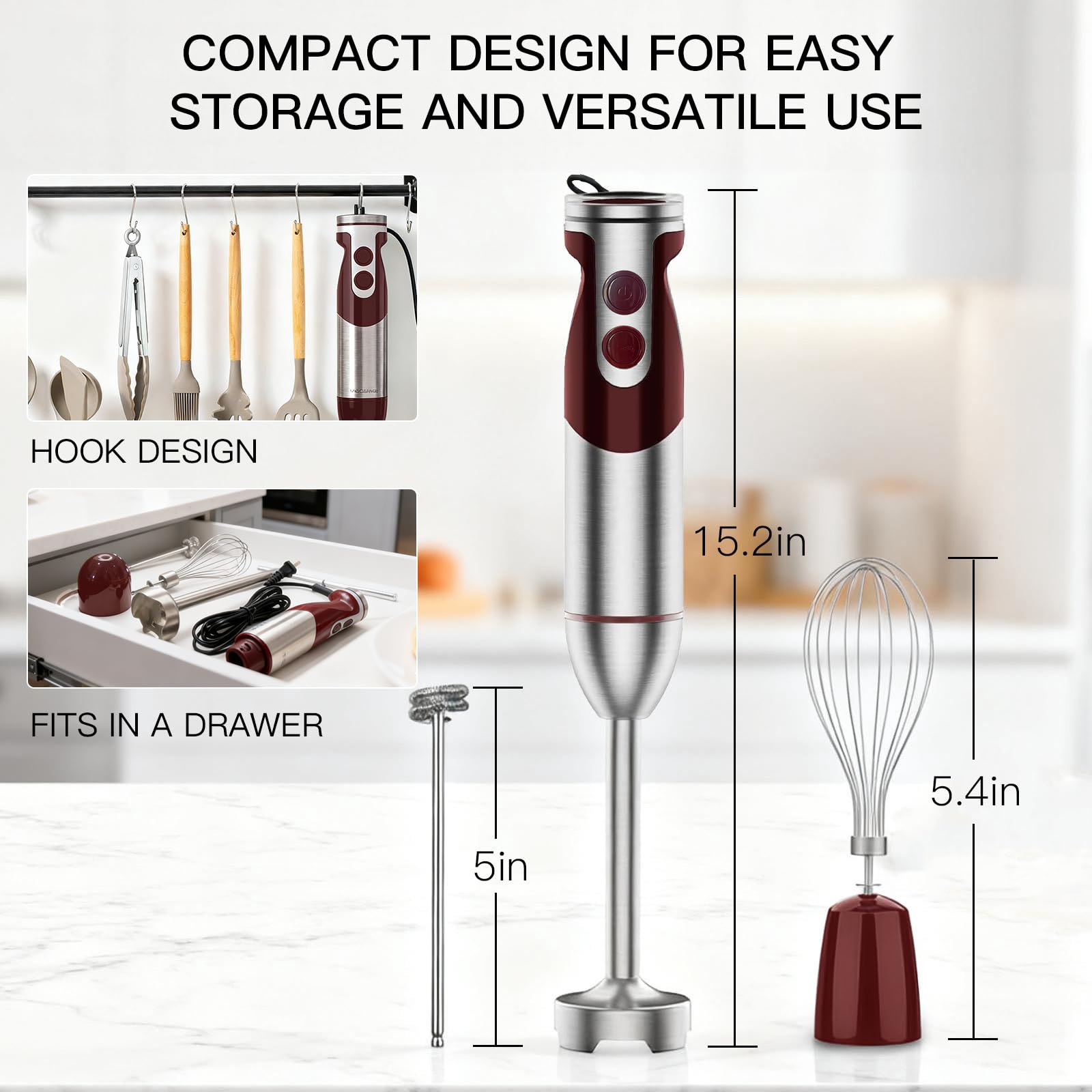 MEGAWISE ergonomic non-slip handle for comfortable blending sessions.