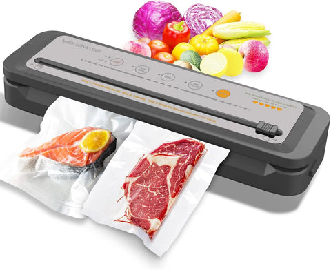 MEGAWISE vacuum sealer with built-in cutter seals fresh meals quickly for busy weeknights.