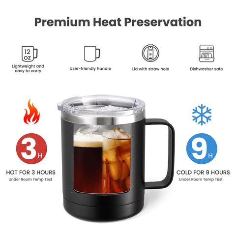 MEWAY double-wall vacuum insulated cup maintains temperature with comfortable grip