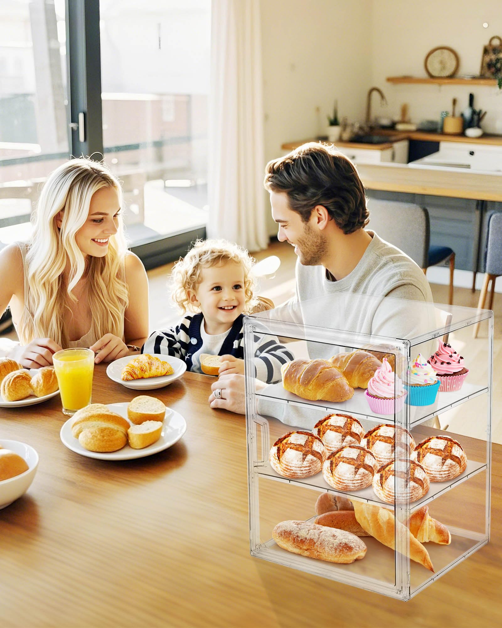 MEI NIAN pastry display case with clear material for quick inventory