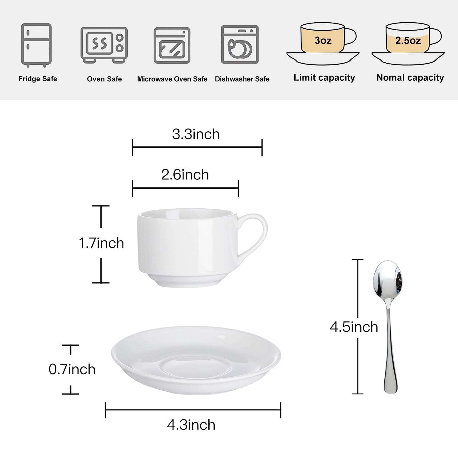 Meichu espresso saucers in white provide stable support for hot drinks.