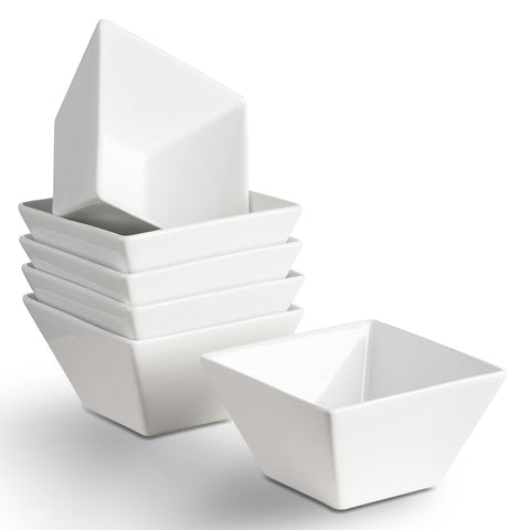 Meideal porcelain small bowls, top view, ideal for elegant plating and portions.