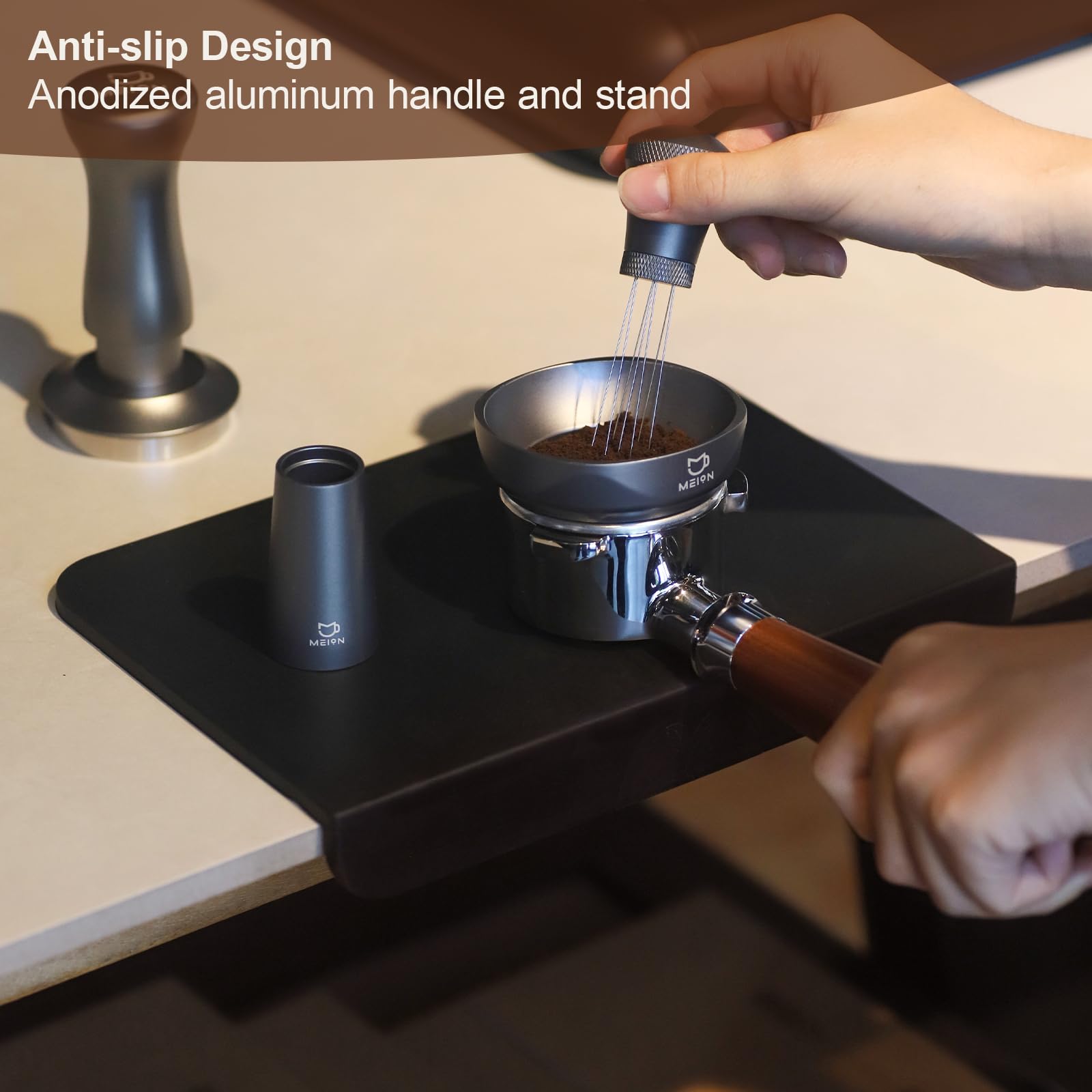 MEION WDT 14-needle pack enables flexible setup for precise coffee stirring.