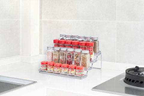 MEIQIHOME chrome metal spice rack finish highlighting durability