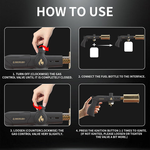 MEIRUBY sous vide torch with ignition button, quick reliable flame for precision