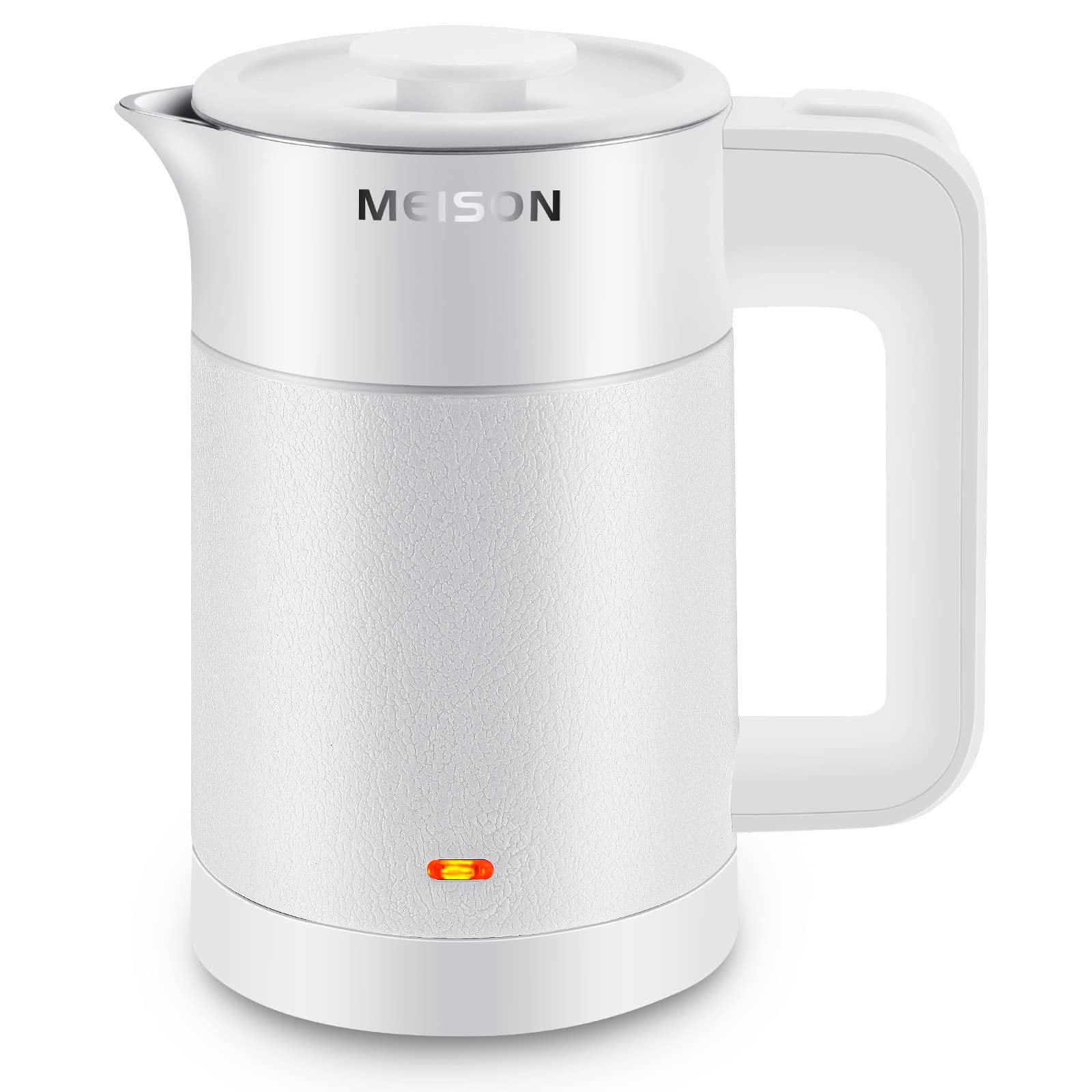 MEISON 0.6L kettle interior view in stainless steel for safe hot water contact.