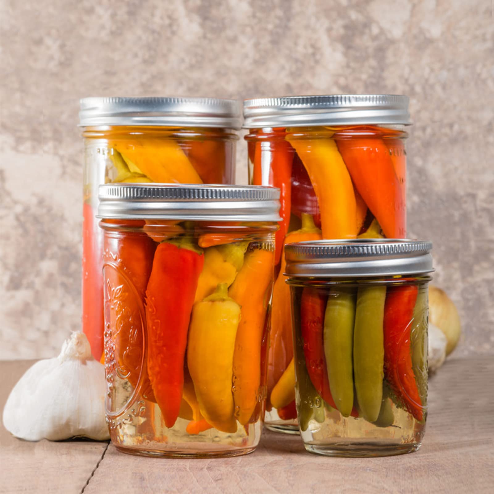 Melcars jar ideal for canning pickles, jams, and sauces.