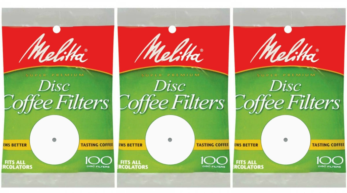 Melitta 100-pack disc filters for clean cups and full flavor.