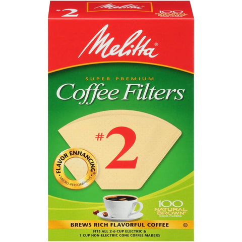 Melitta 622752 cone coffee filters box front for clean, flavorful brews.
