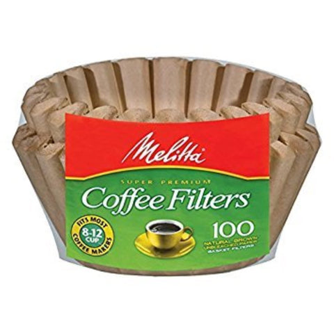 Melitta filter paper in 8-12 cup coffee maker, preserves flavor and reduces sediment.