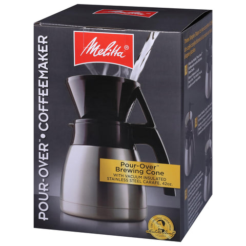 Melitta cone filter in use during a pour-over brew