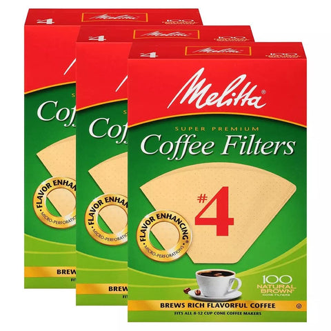 Melitta Cone No.4 natural brown filters in a box for dependable brewing