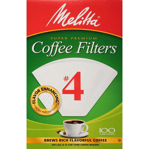Melitta cone filters size four box for easy, consistent brewing.