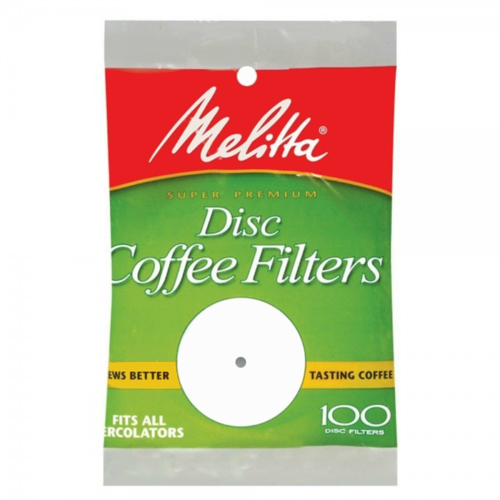 Melitta disc filters fit 3-5 inch basket percolators for leak-free brewing.