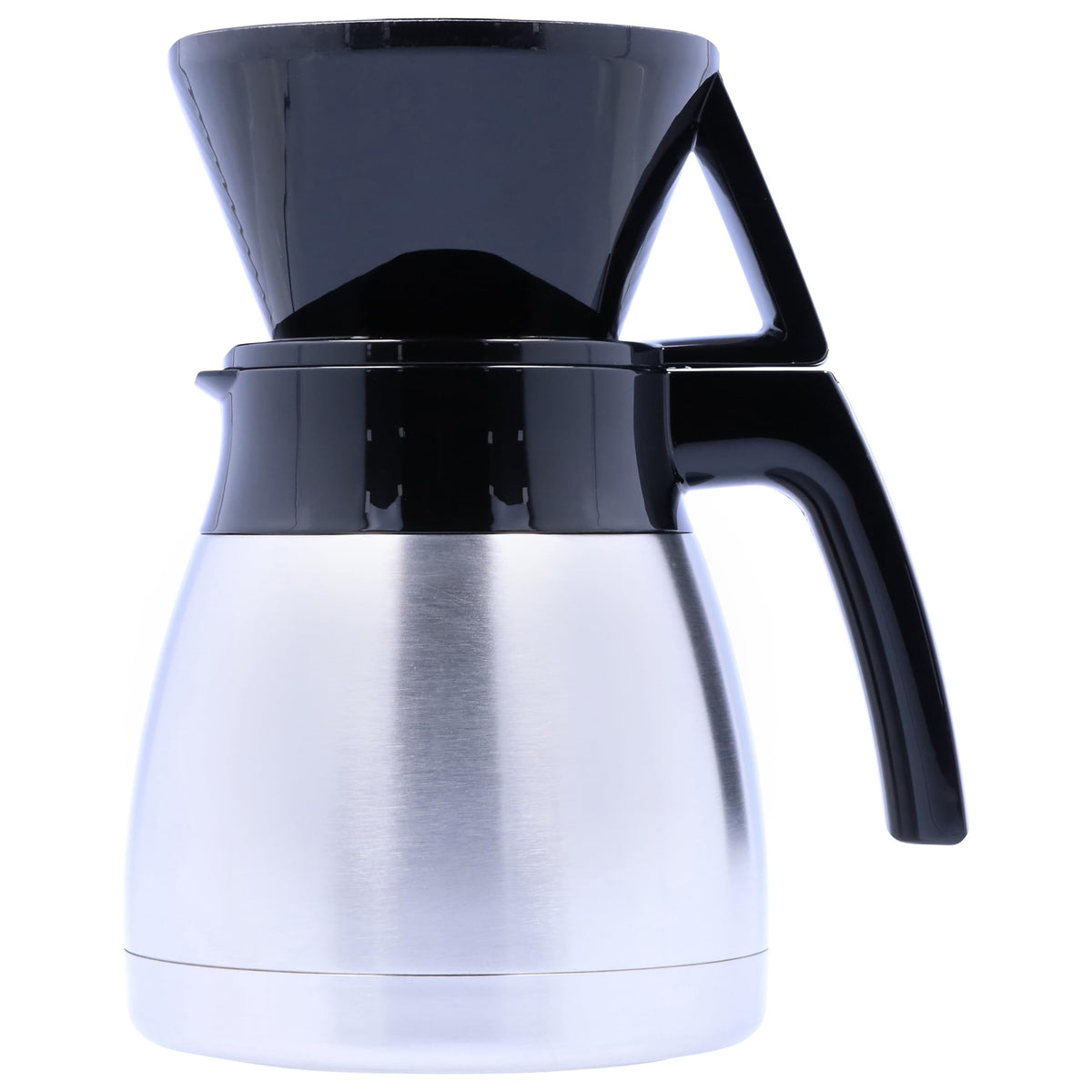Melitta pour-over brewer with stainless steel carafe set showcased for home use