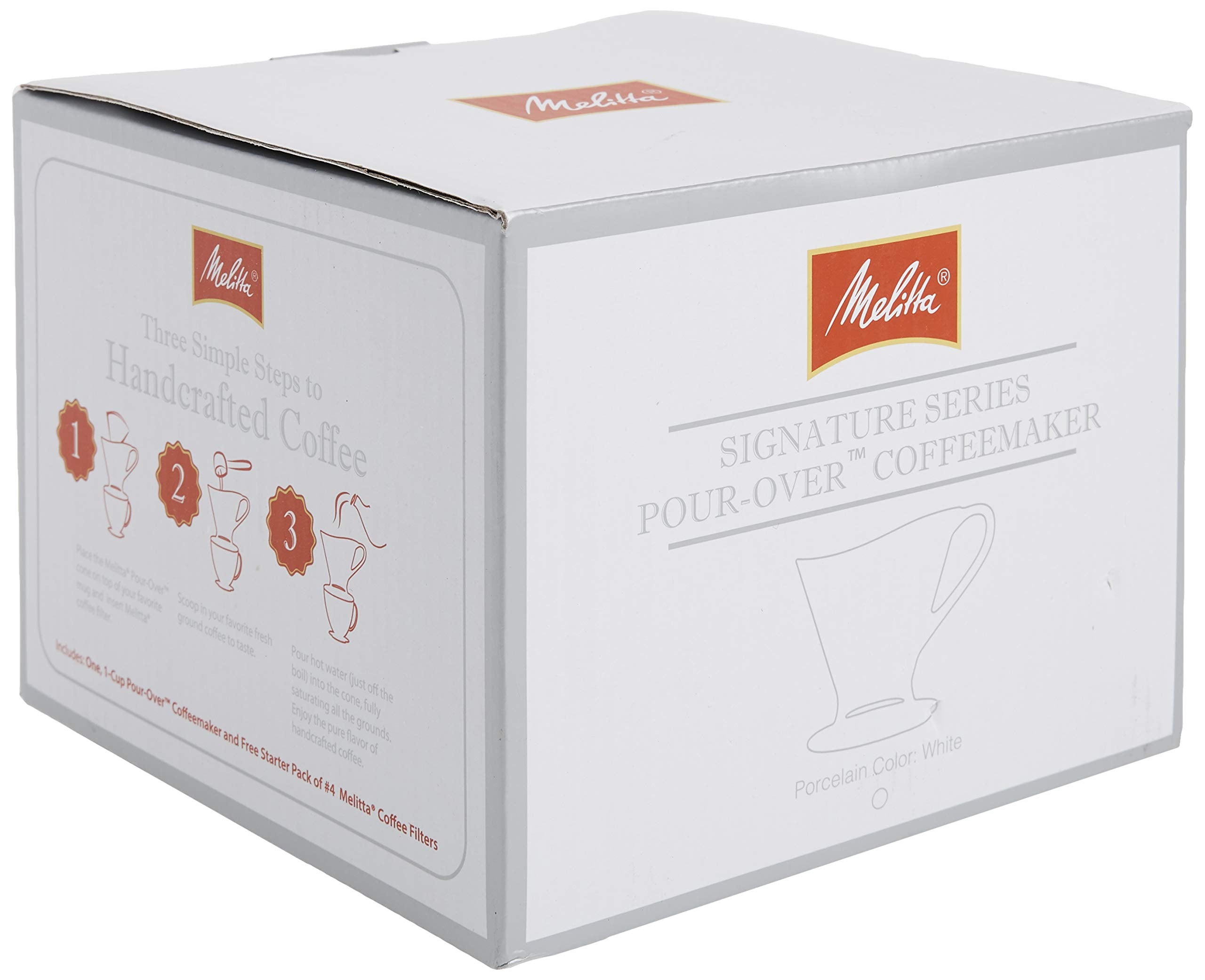 Melitta pour-over cone top view with dimensions for counter planning