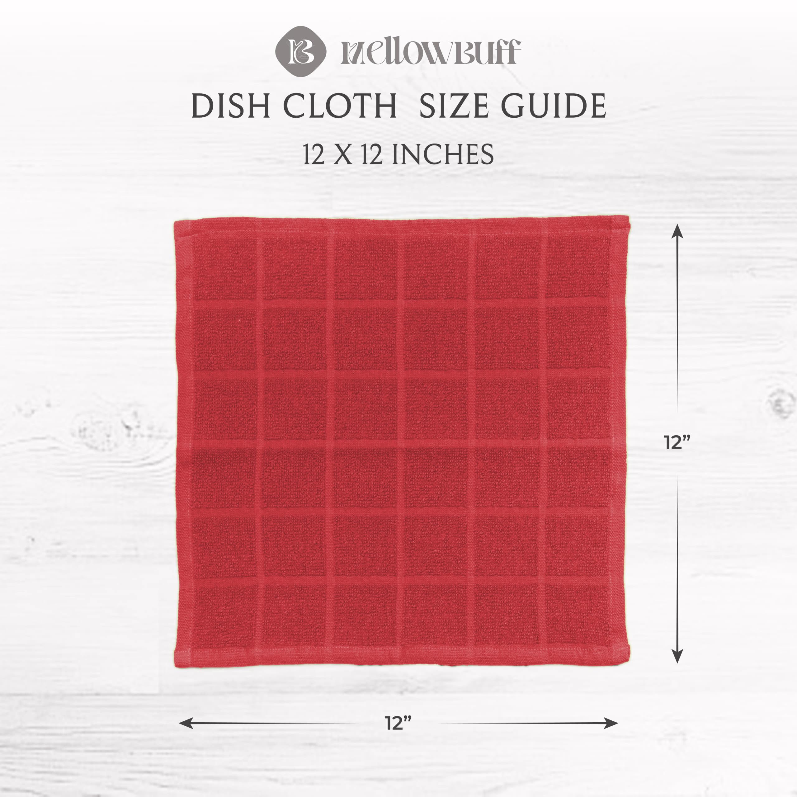 Mellow Buff 12x12 inch kitchen cloth ideal for daily dishwashing and drying tasks.