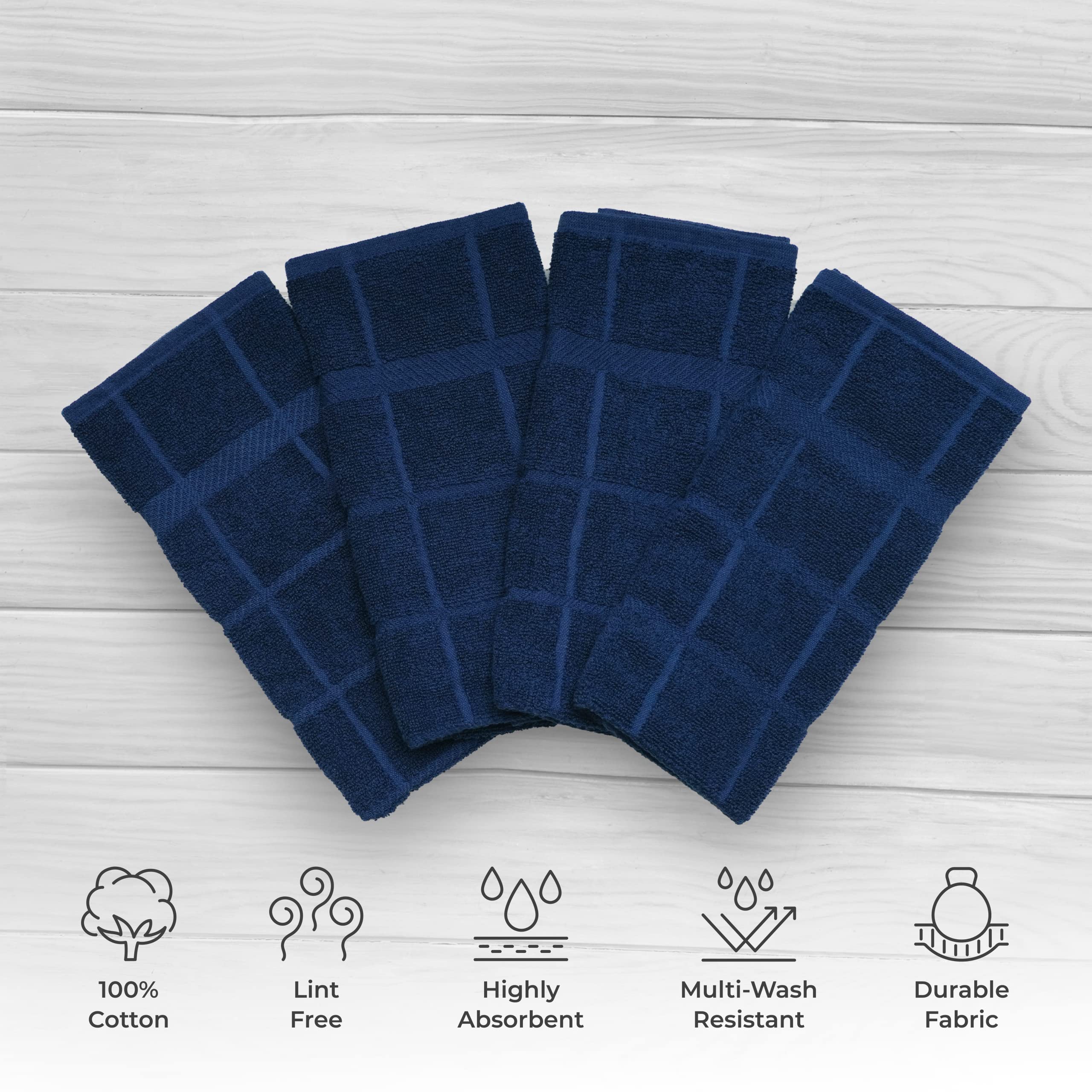 Mellow Buff kitchen towels 16x26 inches, soft cotton for lint-free dish drying.